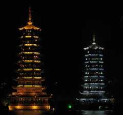 Sun and Moon pagodas in Guilin